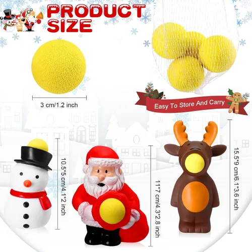 Miniatura 7 de Vinsot 3 juguetes de bolas de Navidad con 15 rellenos de calcetines de Navidad, Papá Noel, muñeco de nieve, elfo, reno, bola de disparo, bolas