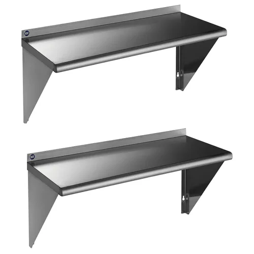 Miniatura 42 de ROCKPOINT Estante de acero inoxidable de 12 x 24 pulgadas, 250 libras, estantes comerciales de metal NSF para montaje en pared, estantería flotante