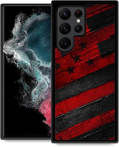 Miniatura 31 de DJSOK Funda compatible con Samsung Galaxy S22 Ultra, diseño con patrón de parachoques trasero, esquinas reforzadas contra arañazos, esquinas Bandera