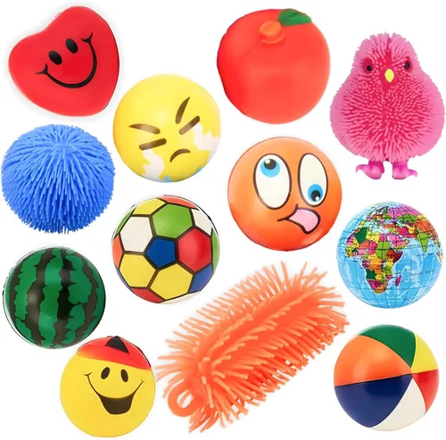 Neliblu Pelotas antiestrés para niños y adultos – Paquete de 12 bolas sensoriales surtidas – Juguetes sensoriales para aliviar la ansiedad – Pelota