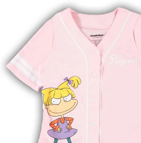 Miniatura 4 de Nickelodeon Camiseta de moda para mujer de los 90 Rugrats, Angelica y Chuckie Mesh Baseball Jersey