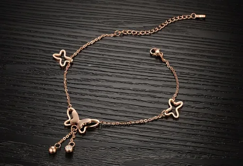 Miniatura 3 de Aienid, tobillera enchapada en oro rosa de 18ct, ajustable, sandalia para pie desnudo, tobillera tipo sandalia de cadena para playa.