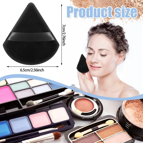 Miniatura 4 de Pimoys 12 esponjas de maquillaje triangulares para polvo suelto, base de terciopelo, esponja para maquillaje de belleza, color negro