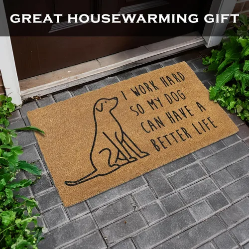 Miniatura 9 de MAINEVENT Nuestro Felpudo "I Work Hard So My Dog Can Have a Better Life" de 30x17 Pulgadas, Divertido Tapete de Bienvenida para Área Exterior