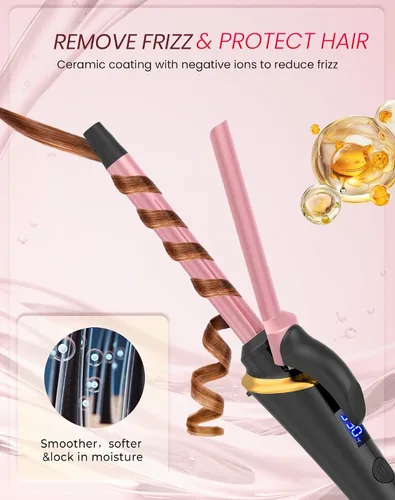Miniatura 7 de Ukliss Mini rizador de 1/2 pulgada, rizador de barril pequeño de viaje para cabello corto y flequillo, calor rápido de 30 segundos, 5 ajustes