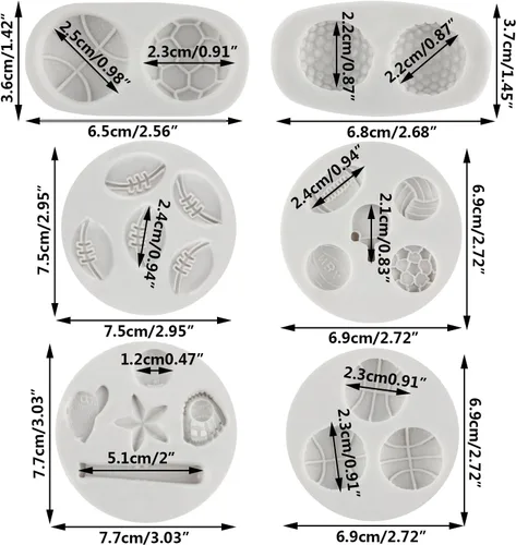 Miniatura 2 de Sijiangmold Moldes de silicona para pelotas deportivas, fútbol, béisbol, baloncesto, rugby, tenis, fondant, bolas de golf, molde de caramelo
