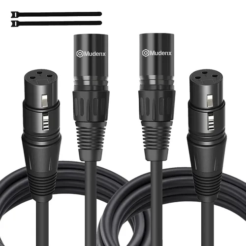 XLR - Paquete de 2 cables de micrófono macho a hembra de 6 pies, cable de audio equilibrado para micrófono, mezclador, altavoces PA, estudio,