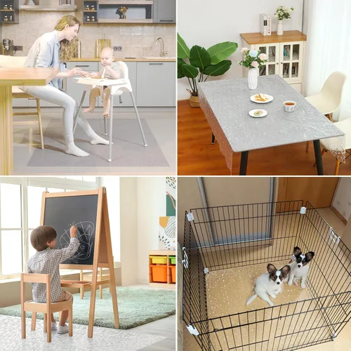 Miniatura 4 de Alfombrilla de plástico para bebé, alfombrilla de vinilo de fácil limpieza para el desorden alimentario, protector de piso impermeable para silla