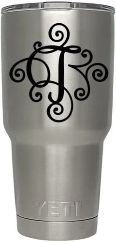 Miniatura 20 de Monogram - Calcomanía troquelada/vinilo adhesivo. Haga clic para opciones de color/letra. Disponible en cuatro colores y todas las letras de la A