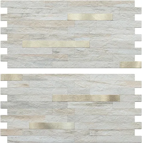 Miniatura 10 de Auliget - 20 láminas de azulejos adhesivos imitación piedra para protector antisalpicaduras, mosaicos de cloruro de polivinilo con acabado mármol