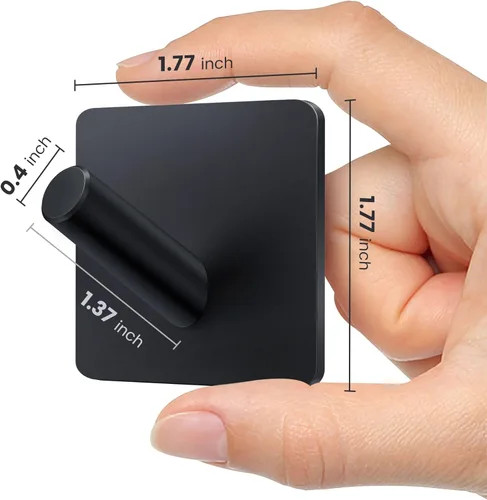 Miniatura 2 de xdgeLoad Ganchos para toallas de baño, 4 unidades, ganchos de pared resistentes para baños, abrigos, batas, cocina, ganchos autoadhesivos sin Negro