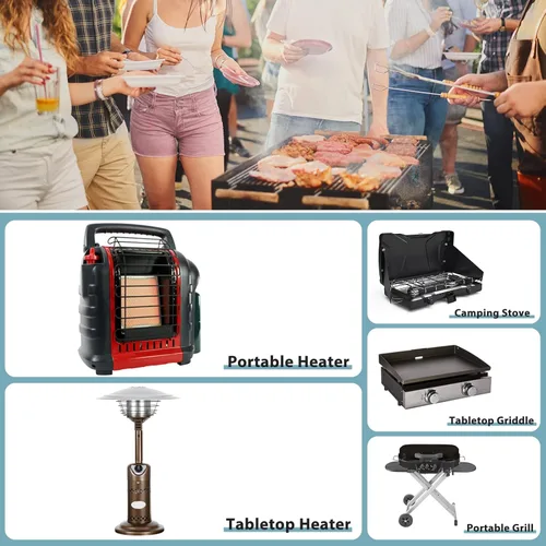 Miniatura 4 de SHINESTAR Manguera adaptadora de propano, manguera de propano de 18 pies para calentadores Buddy, plancha de mesa Blackstone, estufa portátil