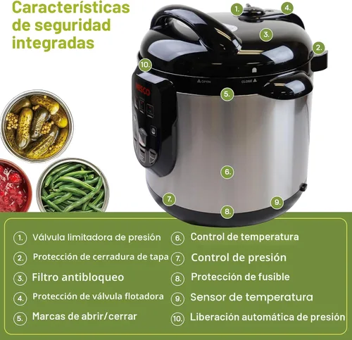 Miniatura 9 de Nesco NPC-9 Olla a Presión Eléctrica Inteligente y Enlatadora, Acero Inoxidable, 9.5 Qt