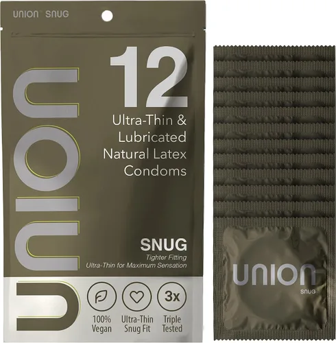 Miniatura 8 de UNION SNUG (49mm) 36 unidades, Látex natural, Ultradelgado, Lubricado, Varilla recta