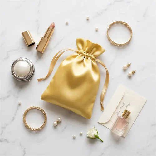 Miniatura 3 de Bolsas de regalo de satén dorado de 4" x 6" pulgadas, bolsas de joyería, bolsas de favor de boda con cordón, baby shower, Navidad, 50 por paquete