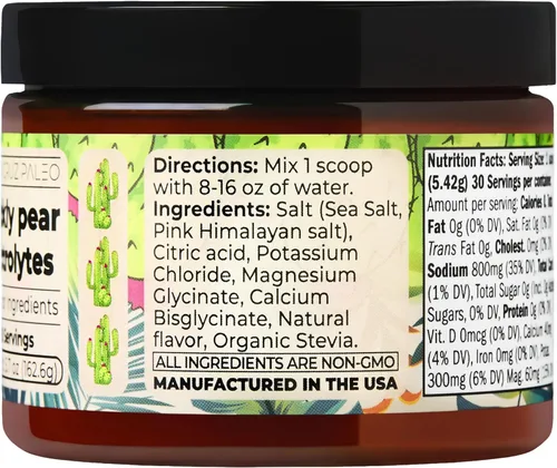Miniatura 8 de Santa Cruz Paleo Electrolítico en polvo, sabor a tuna y sin azúcar, mezcla de bebida de hidratación con sal rosa del Himalaya, sal marina, glicinato