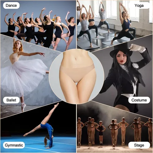 Miniatura 5 de MOLLDAN Calzoncillos de ballet de baile profesional para mujeres y niñas, sin costuras, ropa interior de bailarina beige