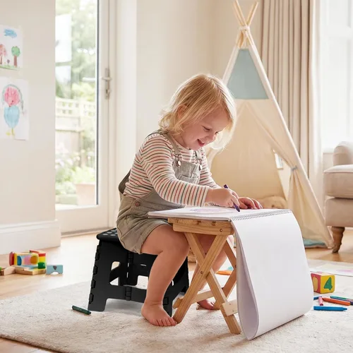 Miniatura 5 de Dyforce Taburete plegable de 9 pulgadas para niños y adultos, taburete de pie plegable y ligero para niños pequeños, cocina, baño, capacidad de 300