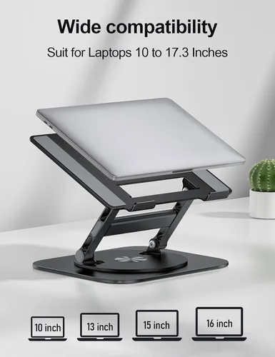 Miniatura 6 de MCHOSE Soporte para laptop, diseño en H, soporte de computadora estable, elevador ergonómico para laptop con base giratoria de 360°, compatible