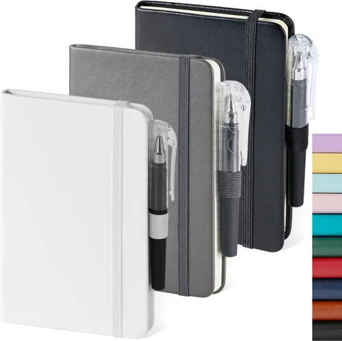 Miniatura 24 de Paquete de 3 cuadernos rayados con bolígrafo, cuadernos A5 (5.7 x 8.4 pulgadas) de tapa dura de cuero para mujeres y hombres, trabajo, 160 páginas