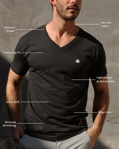 Miniatura 2 de INTO THE AM Camisetas prémium con cuello en V para hombre, camisetas ajustadas modernas S - 2XL