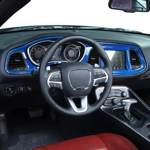 Miniatura 11 de JeCar Marco de tablero panel de mando compartimento central, accesorio decorativo interior compatible con Dodge Challenger 2015-2023, textura