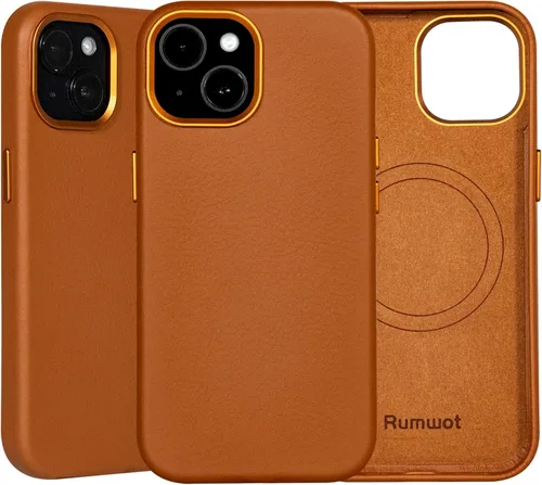 Miniatura 18 de Funda de cuero genuino para iPhone 13 Pro, cuero de grano completo, compatible con MagSafe y carga inalámbrica, bisel de la cámara con botones
