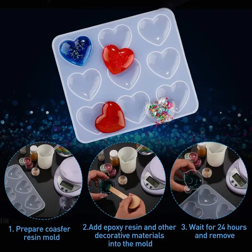 Miniatura 5 de WILLBOND Molde de resina de corazón, moldes de silicona de resina de corazón para el día de la madre, regalos de fiesta de bricolaje para mamá