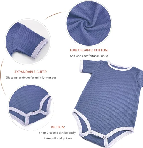 Miniatura 3 de Jimonda Mameluco para bebé, niñas y niños, ropa de bebé neutra de género, algodón orgánico, paquete de 2