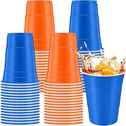 Miniatura 11 de Jingmore 90 vasos de plástico desechables para fiestas de neón, vasos de plástico desechables de 16 onzas, fiestas, matrimonios, despedidas