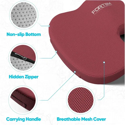 Miniatura 4 de FORTEM Cojín de asiento, cojín para silla de oficina, almohada de apoyo lumbar para silla de oficina, cojines de espuma viscoelástica para asiento