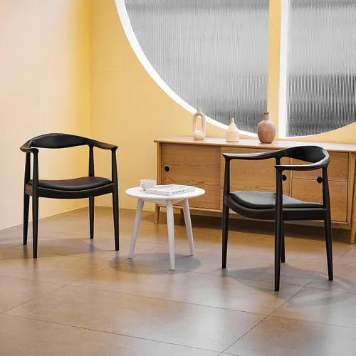 Miniatura 9 de Kennedy - Sillón tapizado de piel sintética, silla de comedor de estilo moderno de mediados de siglo, adecuada para cocina, comedor, oficina (negro)