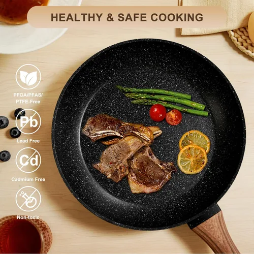 Miniatura 3 de EWFEN Juego de ollas y sartenes antiadherentes, juego de utensilios de cocina de cerámica de 25 piezas, juego de cocina de inducción con sartenes