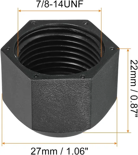 Miniatura 2 de PATIKIL Tapón de plástico de 5/8 pulgadas, rosca hembra 7/8-14UNF, 5 piezas de 45 grados SAE Flare tubo de montaje de válvula tapón para aire