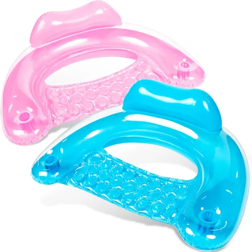 SLOOSH Inflatable Pool Floats Adult,2 Pack Pool Chairs with Cup Holders,X-Large Blow up Floats Chair,Hammock Noodle Mat for Relaxing Summer Water