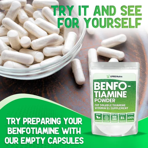 Miniatura 6 de XPRS Nutra Benfotiamina en polvo (tiamina) - Suplemento soluble en grasa de tiamina feliz corazón - vitamina B1 avanzada benfotiamina para un