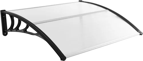 Tangkula Toldo de ventana de 40 x 48 pulgadas, moderno toldo de policarbonato para puerta superior con hoja hueca para protección contra la lluvia,