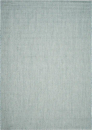 Miniatura 3 de SAFAVIEH Alfombra lavable al aire libre Courtyard Collection - 6'7" x 9'6", azul claro y gris claro, no desprende pelusa y fácil limpieza, ideal