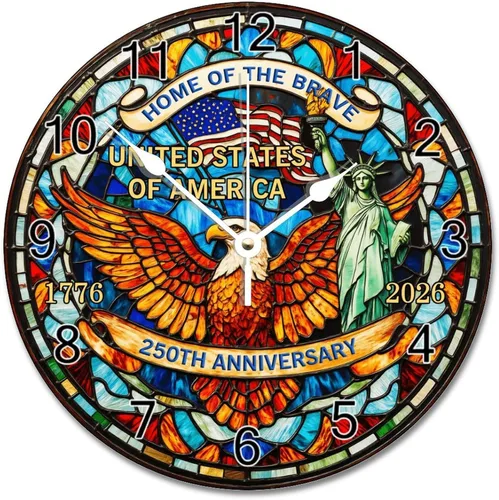 Miniatura 39 de ArogGeld 1776-2026 of Freedom Wall Clocks Battery Operated 10 Inch Silent 250 Anniversary USA American Patriotic Desk Clock Wall Art Farmhouse Home