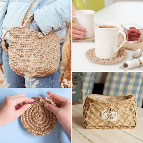 Miniatura 7 de Tenn Well Cordel de yute natural, 984 pies, 2 capas, 0.039 pulgadas, cuerda fina de color marrón para manualidades, ganchillo, envoltura de regalos