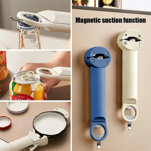 Miniatura 3 de Tornillo de tapa ajustable de acero inoxidable, abrebotellas retráctil multifuncional, abrelatas magnético, herramienta de cocina múltiple