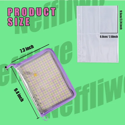 Miniatura 3 de Libro de 4 bolsillos para tarjetas fotográficas K-pop con 30 páginas interiores, 6 anillas, carpeta de tarjetas fotográficas A5, libro para Morado
