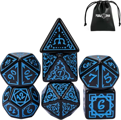 Miniatura 37 de 5 juegos de dados DND, juego de dados poliédricos (35 piezas) con bolsa de troquel de cuero, juego de troqueles D&D para juegos de mesa RPG