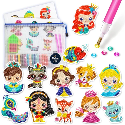 Miniatura 8 de Halmolife Kit de arte de diamantes para niños, kit de arte y manualidades de pintura de gemas para edades de 6 a 12 años, regalos para niños y niñas