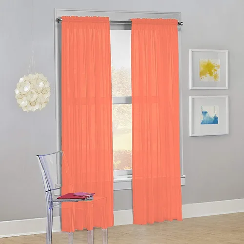 Miniatura 11 de Decotex - Juego de 2 cortinas transparentes de gasa para ventana. Rosa claro