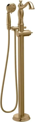 Delta Grifo de bañera independiente con ducha de mano, relleno de bañera dorado cepillado, bronce champán T4797-CZFL-LHP (válvula y mango no