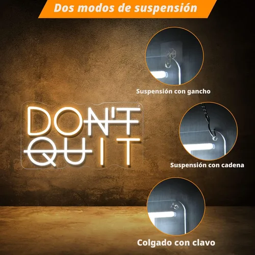 Miniatura 6 de Letrero de neón LED con texto en inglés "Don't Quit" para decoración de pared, luces de neón "DO IT" para decoraciones de fiestas, luces de neón