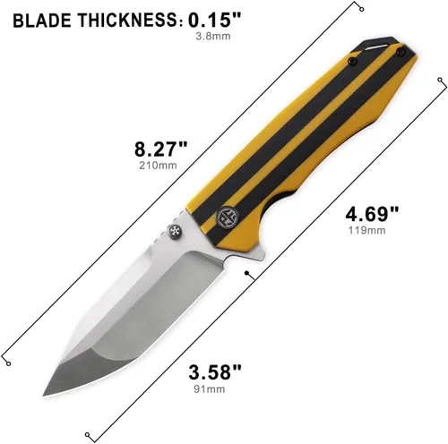 Miniatura 3 de Petrified fish PFP08 - Cuchillo de bolsillo de megacate, hoja de satén de acero K110 de 3.58 pulgadas, mango G10 de 5.64 onzas, cuchillo plegable