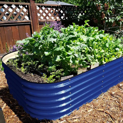 Miniatura 7 de OLLE Camas de jardín elevadas galvanizadas, cajas de metal 12 en 1 para plantas de exterior para verduras, azul cobalto de 17 pulgadas de alto