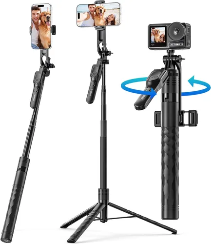 Miniatura 8 de ORICO Trípode portátil de aluminio para selfies, mini trípode de 26 pulgadas para iPhone, soporte extensible con control remoto inalámbrico